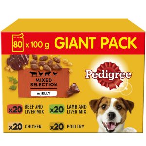 Pedigree Adult Mixed Selection in Jelly Wet Dog Food Pouches - 80 x 100g